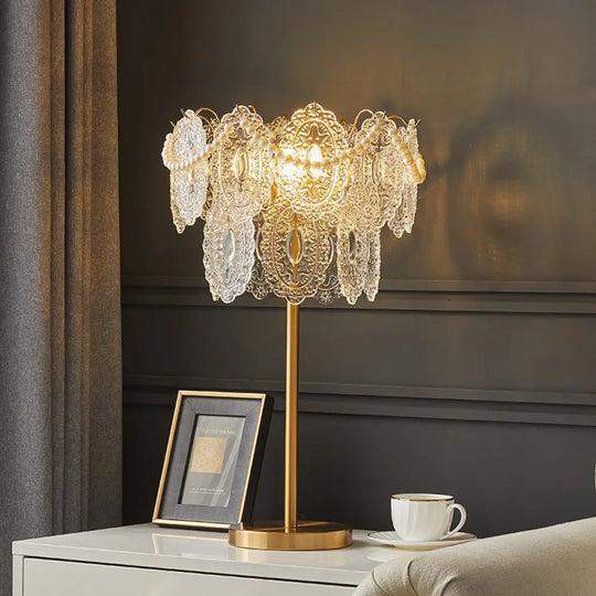 French-Style Light Luxury Crystal Floor Lamp for Living Room Modern and Simple Creative Bedroom Bedside Table Lamp