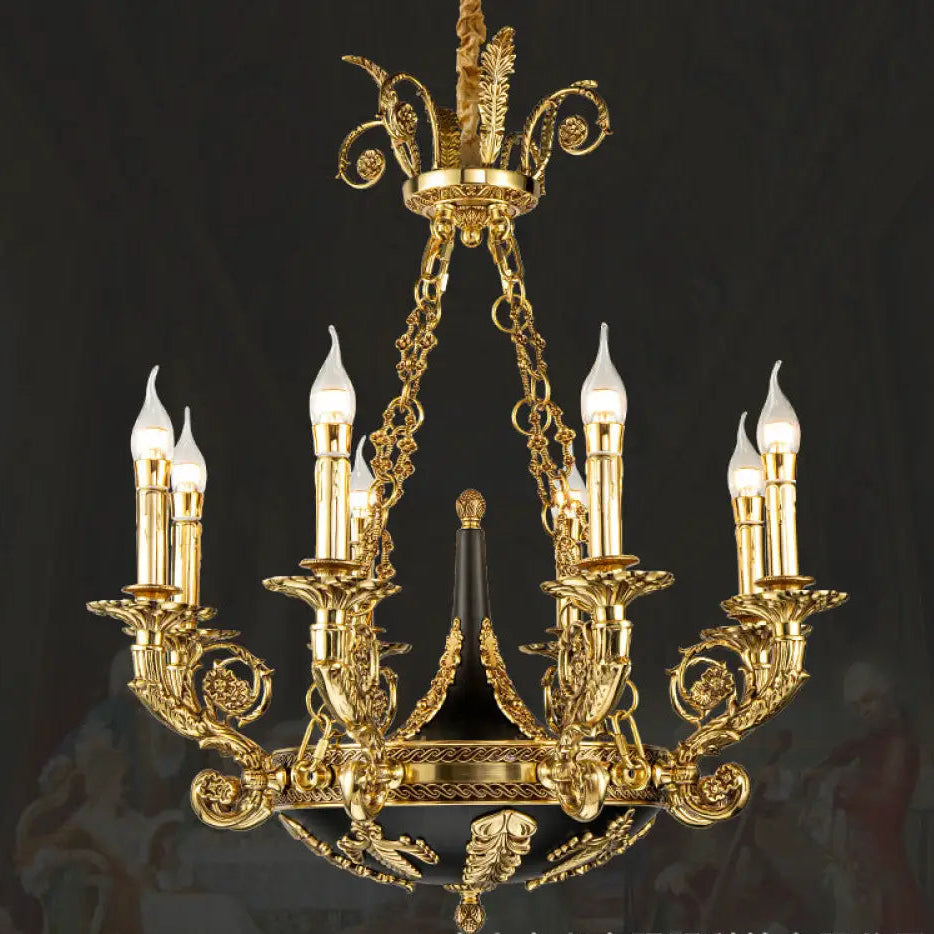 French Retro Crystal Copper Branch Chandelier