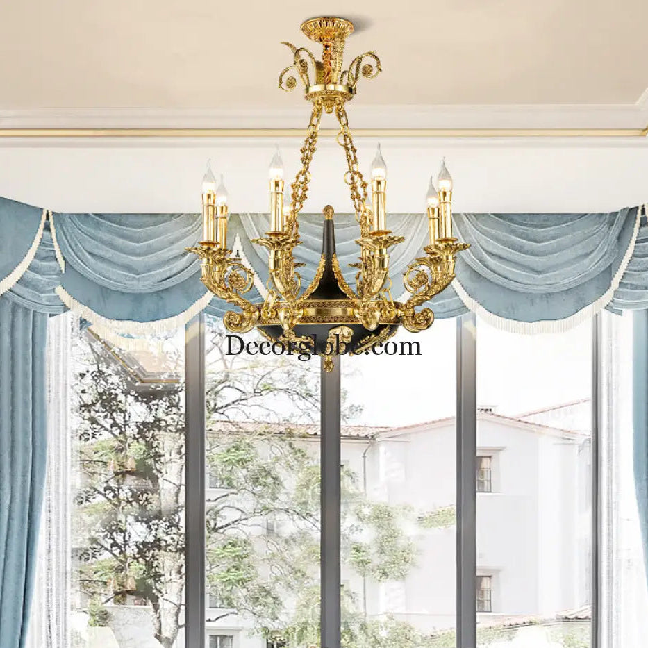 French Retro Crystal Copper Branch Chandelier