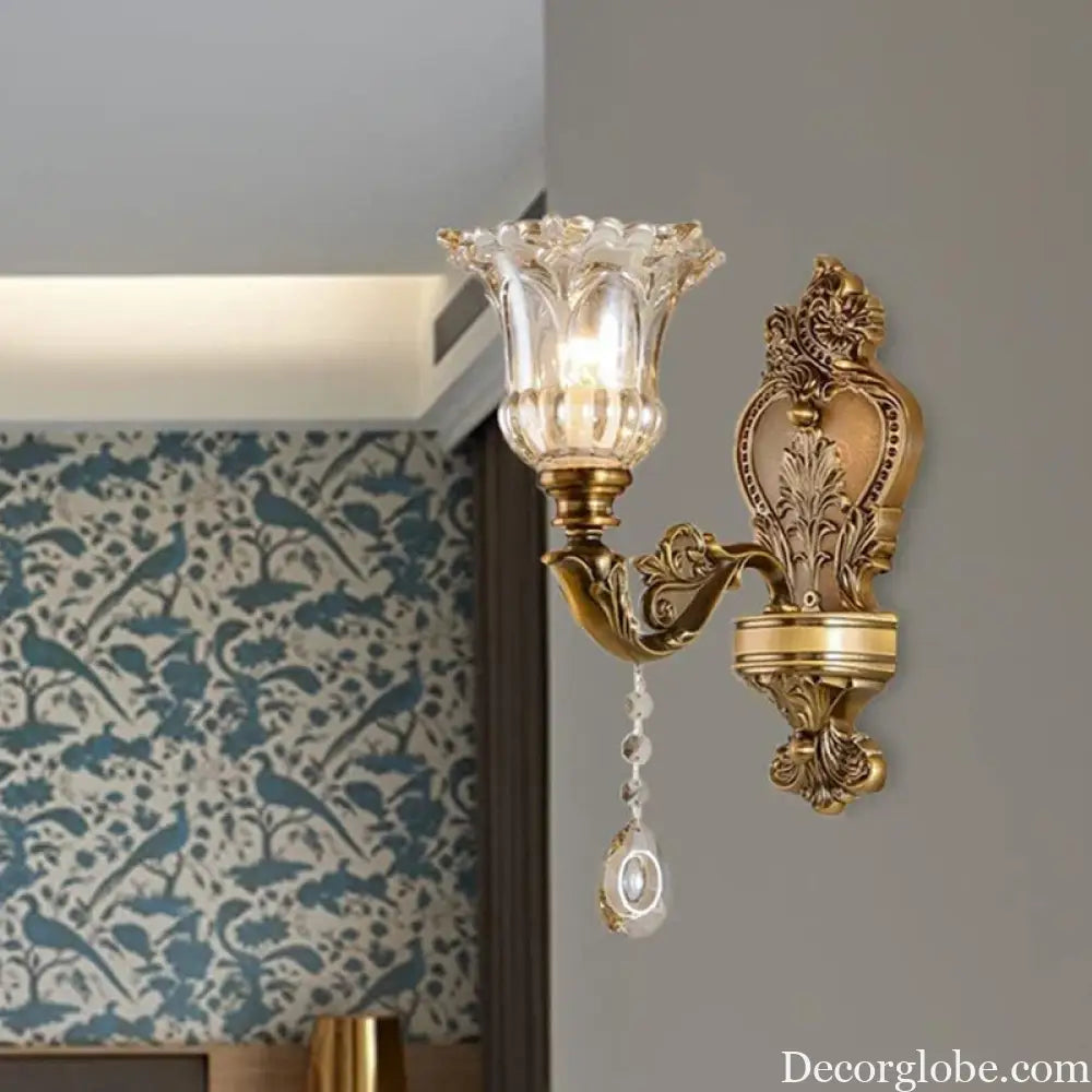 European Retro Crystal Walls Light Living Room Bedroom Bedside Lamp Modern Corridor Aisle Mirror Front Wall Sconce