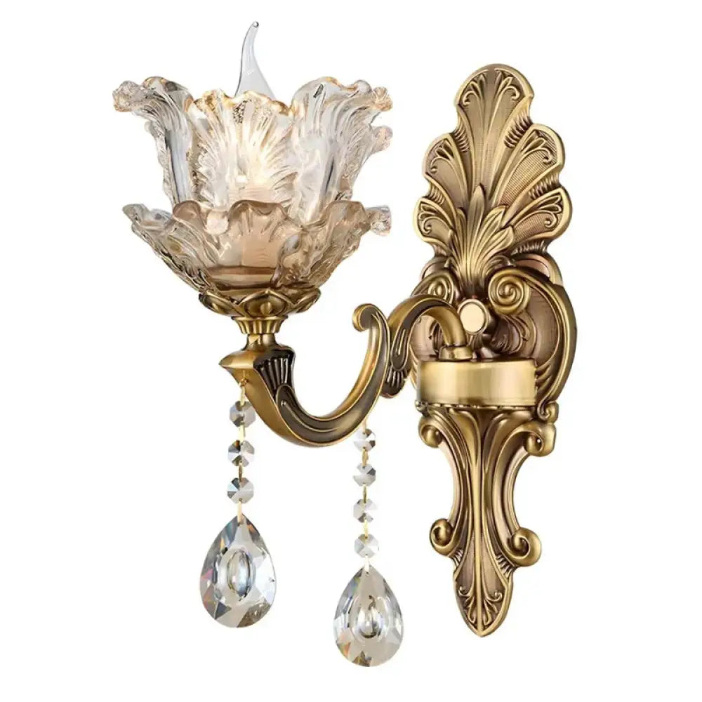 European Retro Crystal Walls Light Living Room Bedroom Bedside Lamp Modern Corridor Aisle Mirror Front Wall Sconce