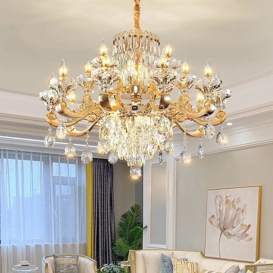 Kinsley European Luxury Crystal Branch Chandelier Collection Chandelier