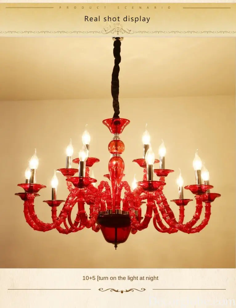 European Style Red Crystal Light for Wedding Celebration Bedroom LED Light KTV Private Room Corridor Corridor Corridor