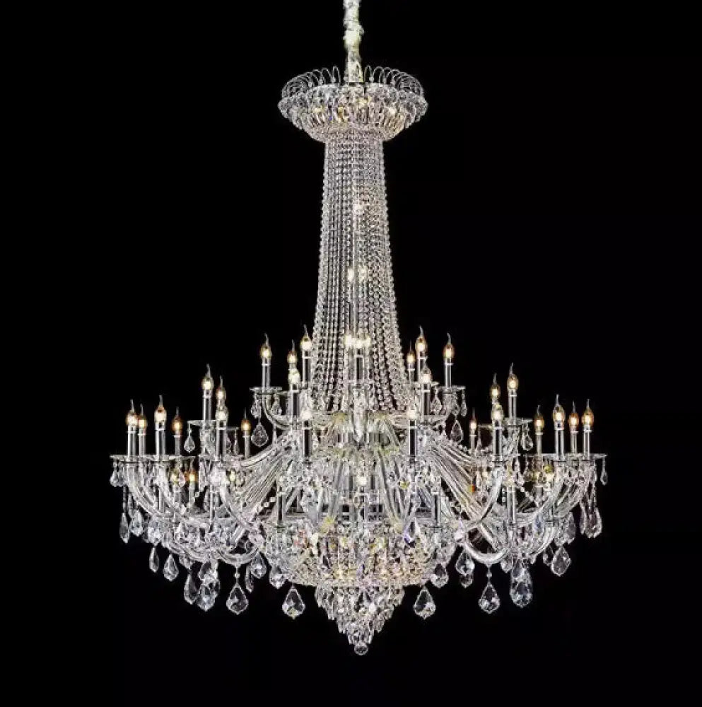 European-Style Living Room Crystal Chandelier Duplex Floor-To-Ceiling Light Fixture Luxurious and Grand Chandelier for