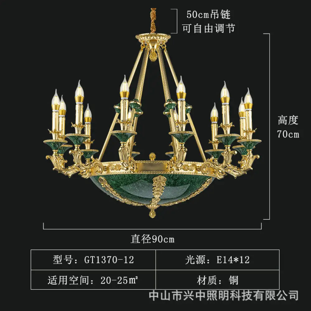 Leah French Retro Copper Crystal Villa Chandelier 12-head chandelier (diameter 90cm, height 70cm) Chandelier