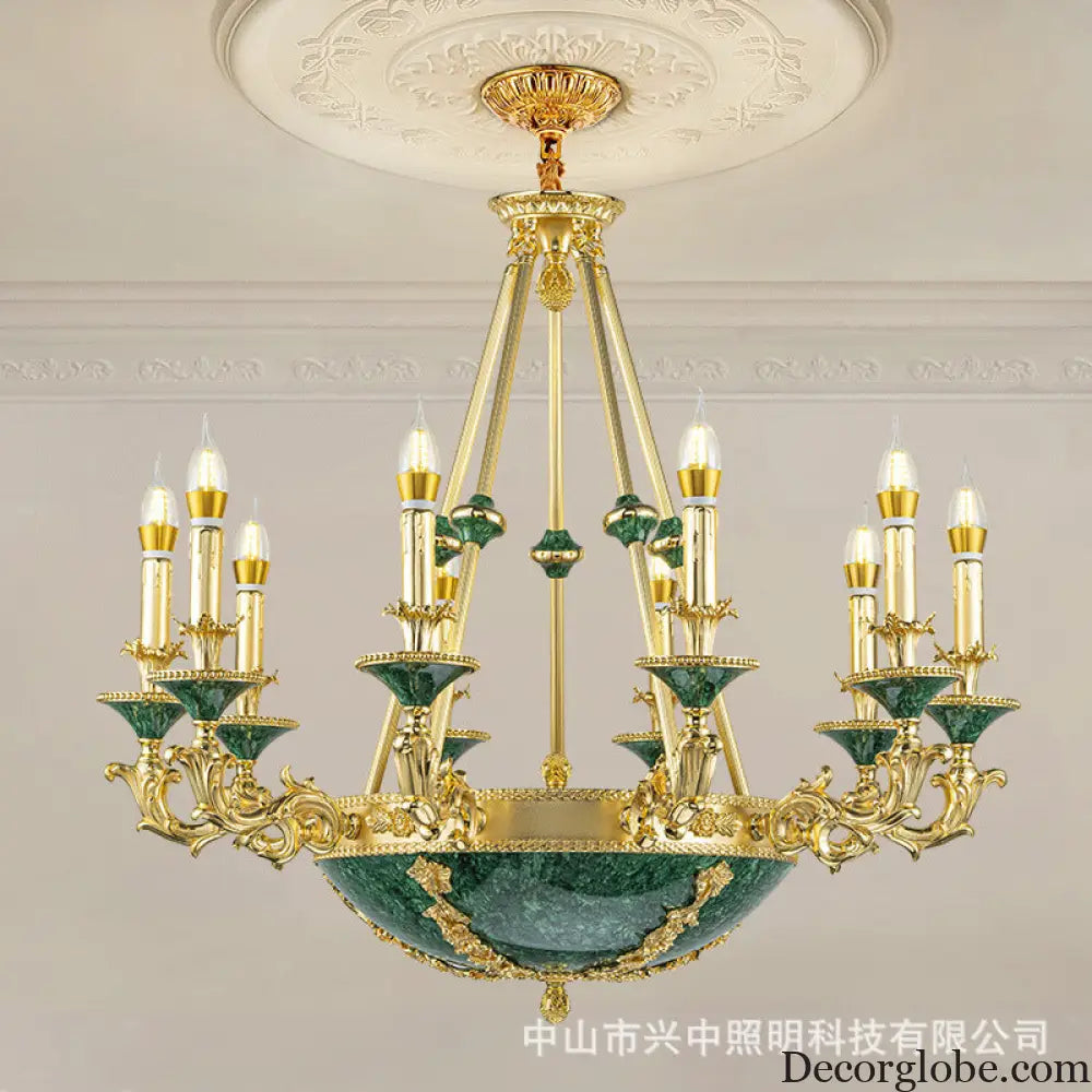 Leah French Retro Copper Crystal Villa Chandelier Chandelier