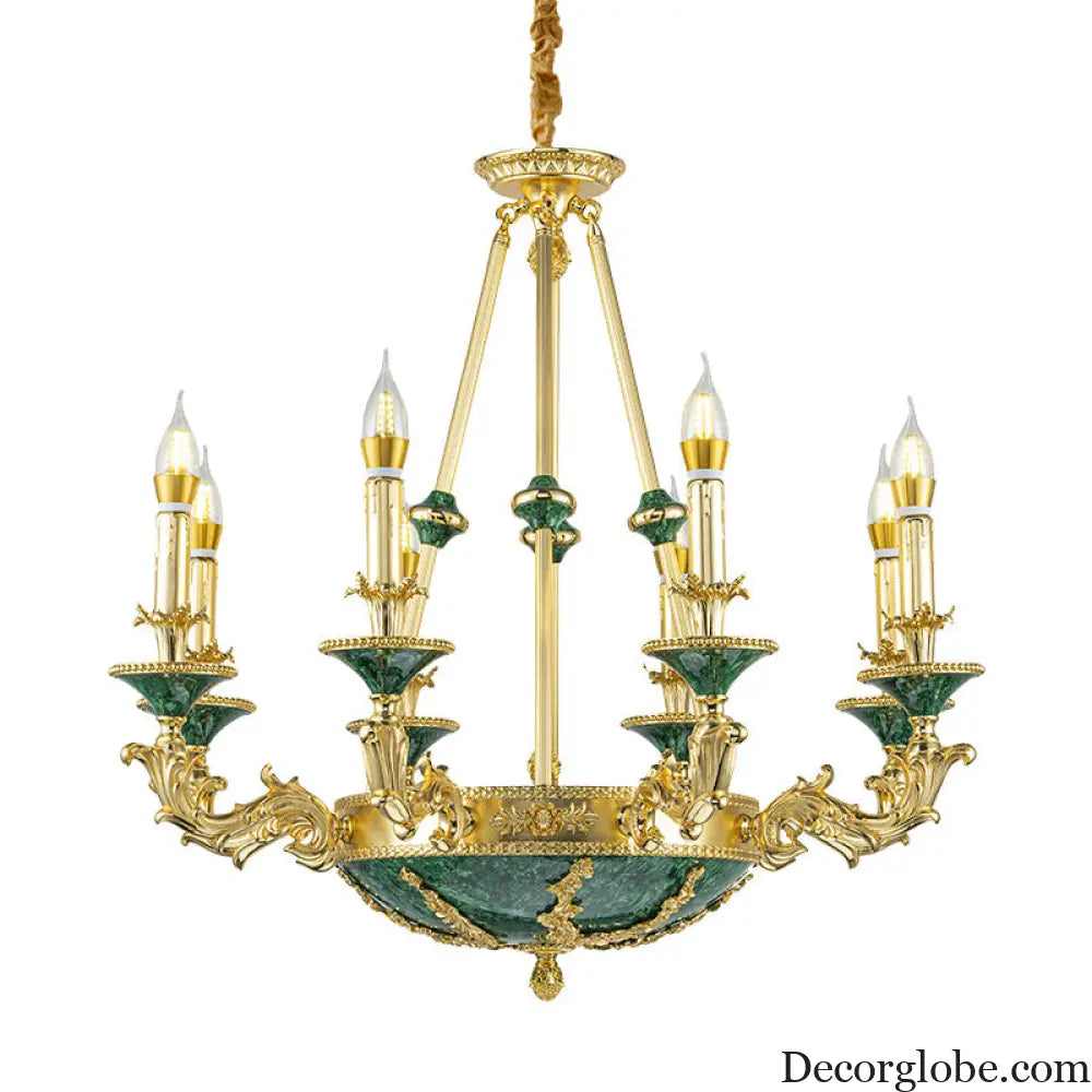 Leah French Retro Copper Crystal Villa Chandelier Chandelier