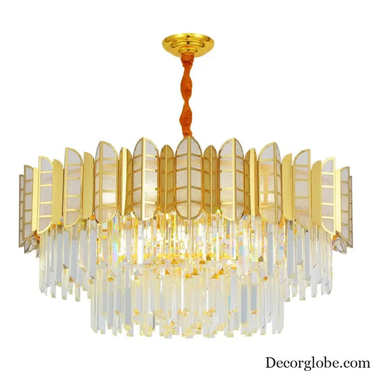 LED Stainless Steel Golden Post-Modern Chandelier - Light Luxury Crystal Elegance for Living Rooms, Bedrooms, and Dining Spaces - DecorGlobe