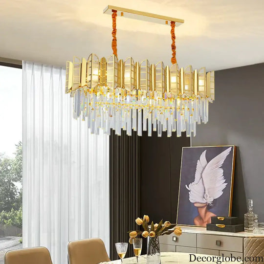 LED Stainless Steel Golden Post-Modern Chandelier - Light Luxury Crystal Elegance for Living Rooms, Bedrooms, and Dining Spaces - DecorGlobe
