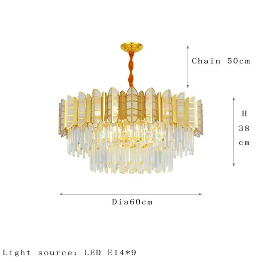 LED Stainless Steel Golden Post-Modern Chandelier - Light Luxury Crystal Elegance for Living Rooms, Bedrooms, and Dining Spaces - DecorGlobe