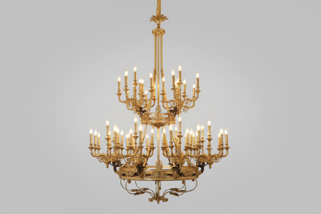 French Villa Copper Crystal Chandelier for Grand Living Room 40 + 20 heads (diameter 170cm, height 230cm)