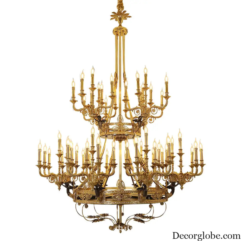 French Villa Copper Crystal Chandelier for Grand Living Room 40 + 20 heads (diameter 170cm, height 230cm)