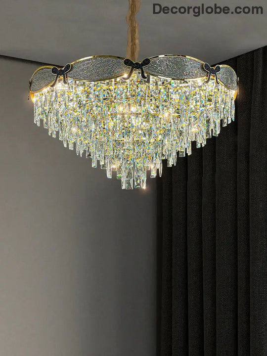 Living Room Lamp - Postmodern Light Luxury Crystal Chandelier, New High-End Design for Atmosphere in Bedrooms and Dining Spaces - DecorGlobe