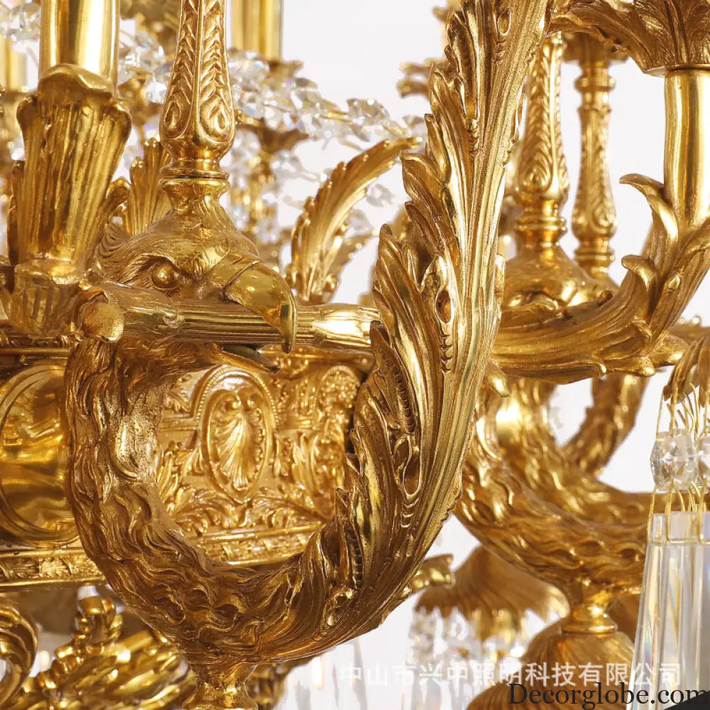 European-style copper Villa Hall chandelier French luxury elegant duplex building high retro living room candle crystal