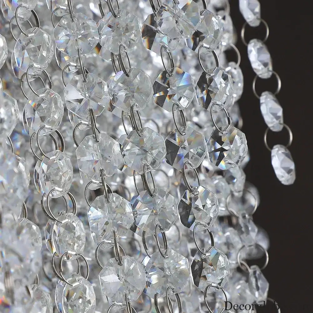 Luxurious Modern Crystal Chain Chandelier - A Dazzling Dining Room Centerpiece with Rectangle Design and LED Brilliance - DecorGlobe