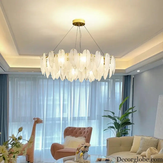 Luxurious Nordic LED Chandeliers - Gold Art Decor Feather Design - Ideal for Living Rooms, Dining Rooms, Bedrooms, and Kitchens - DecorGlobe