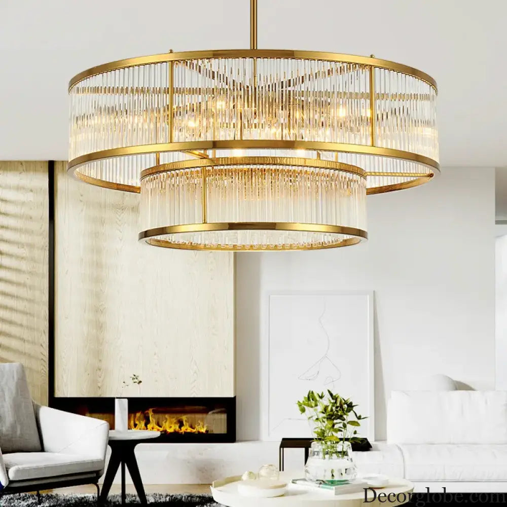 Luxurious Plate Gold LED E14 Chandelier - Elevate Your Living Room with LED Pendant Chandelier Lighting - DecorGlobe