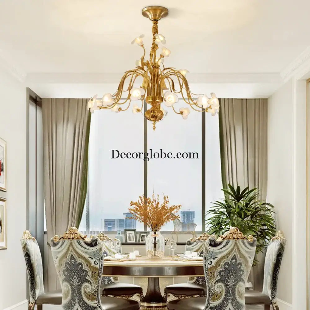 Luxury Brass Ceramic Retro Chandelier for Living and Dining chandelier