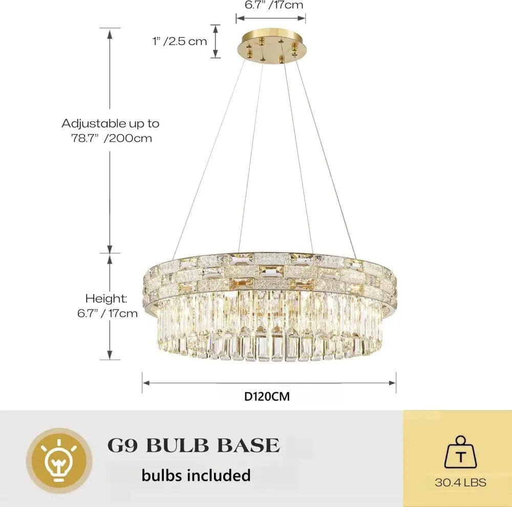 Luxury Circular Crystal Pendant Chandelier for Dining and Living Room Dia 120cm / warm light 3000k Chandelier