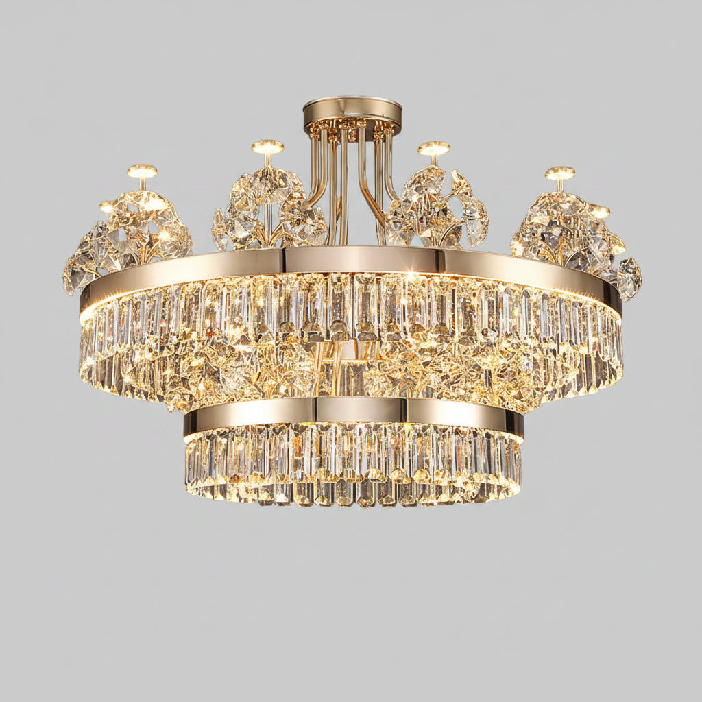 Modern minimalist crystal chandelier living room main lamp Hotel Villa duplex building light luxury chandelier French