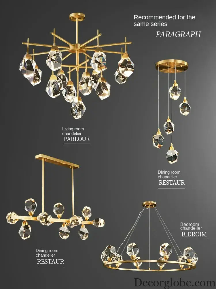 Luxury Crystal Living Room Chandelier - Modern Decor Pendant Light Fixture for Bedrooms, Dining Areas, Kitchens, and Home Decoration - DecorGlobe
