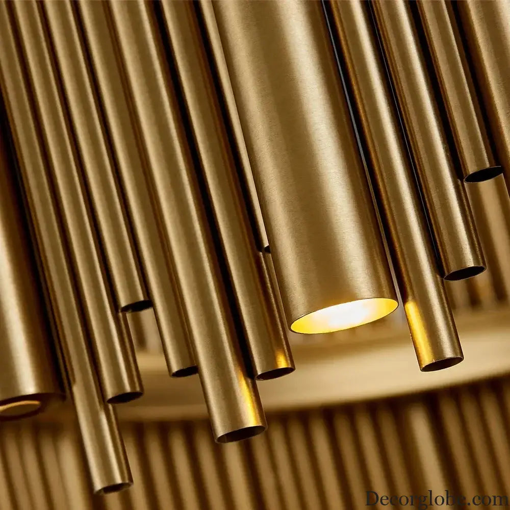 Luxury Gold LED Chandelier for Living Room - Round Hanging Lamp with Modern Creative Design - DecorGlobe