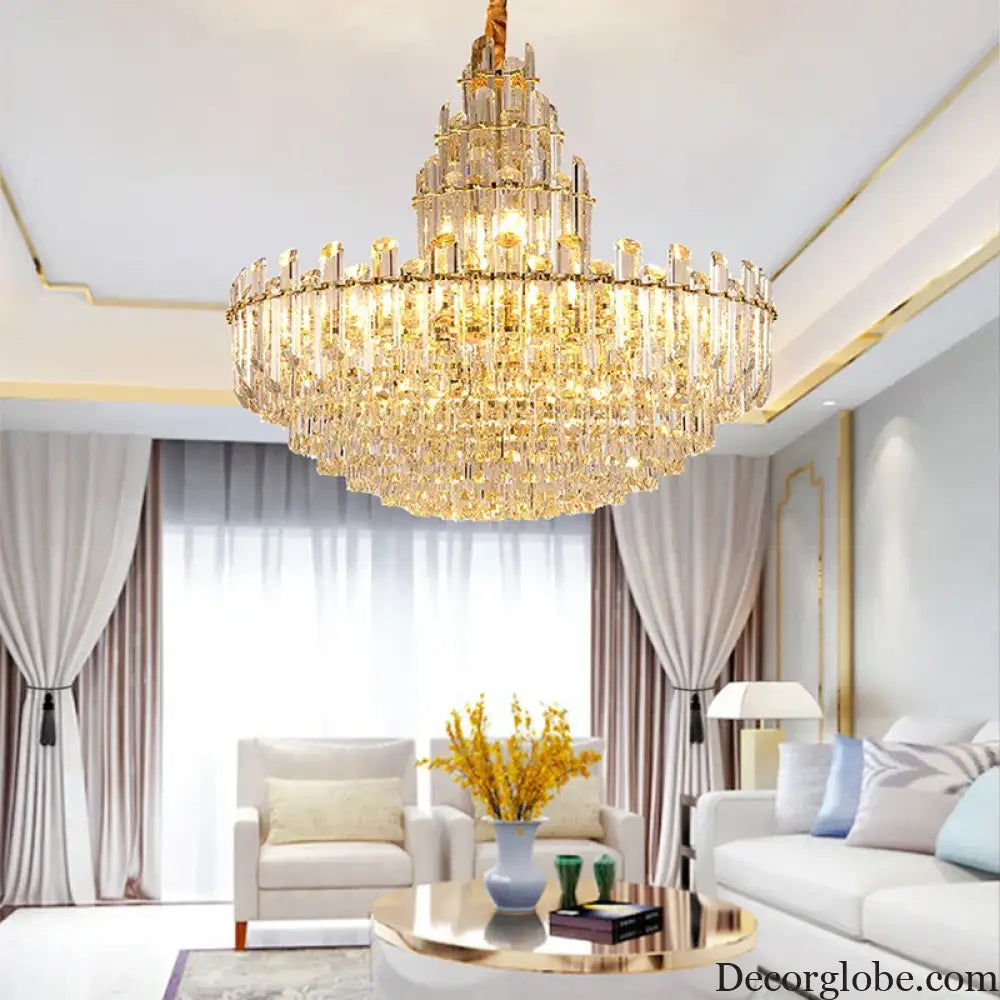 Luxury Gold LED Crystal Pendant Lights - Artistic Ceiling Decor for Maison-Inspired Living Spaces - DecorGlobe