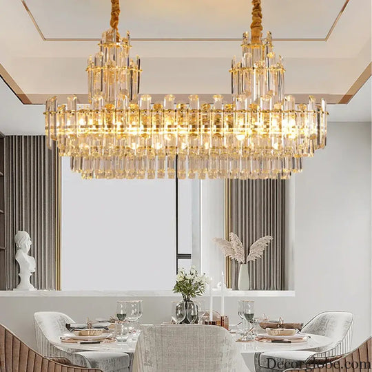 Luxury Gold LED Crystal Pendant Lights - Artistic Ceiling Decor for Maison-Inspired Living Spaces - DecorGlobe