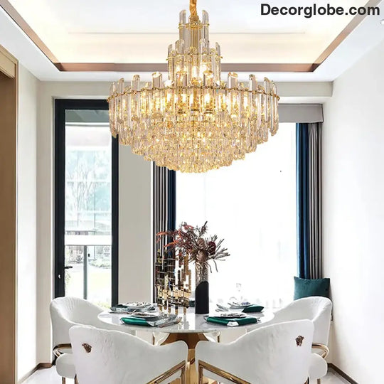 Luxury Gold LED Crystal Pendant Lights - Artistic Ceiling Decor for Maison-Inspired Living Spaces - DecorGlobe