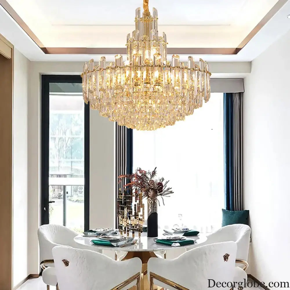 Luxury Gold LED Crystal Pendant Lights - Artistic Ceiling Decor for Maison-Inspired Living Spaces - DecorGlobe