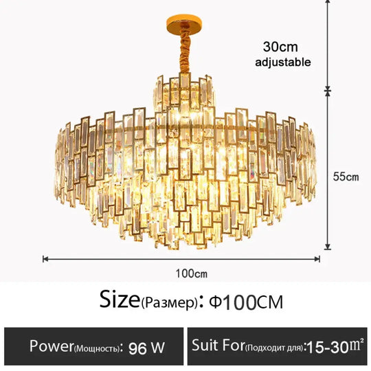 Luxury Golden Crystal LED Ceiling Lamp - Modern Round Ceiling Chandelier for Dining and Living Rooms - DecorGlobe