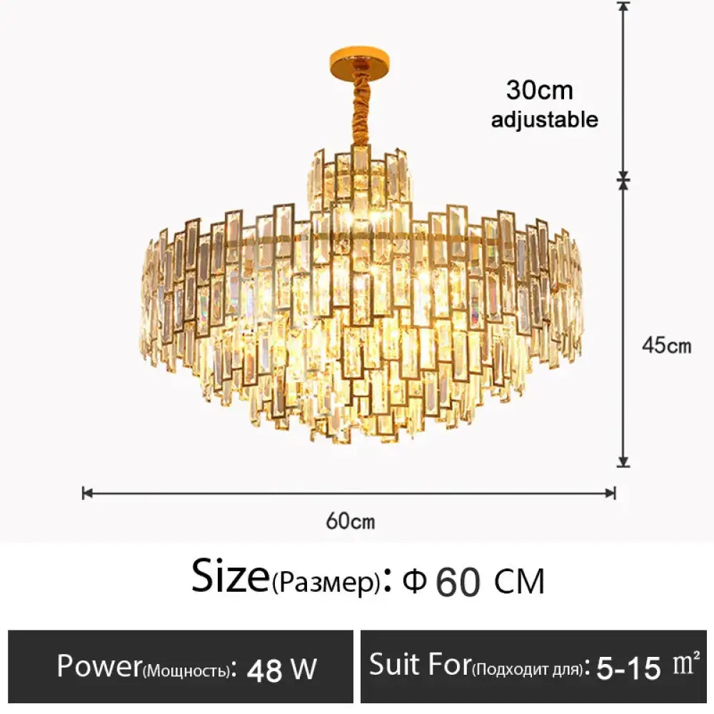 Luxury Golden Crystal LED Ceiling Lamp - Modern Round Ceiling Chandelier for Dining and Living Rooms - DecorGlobe