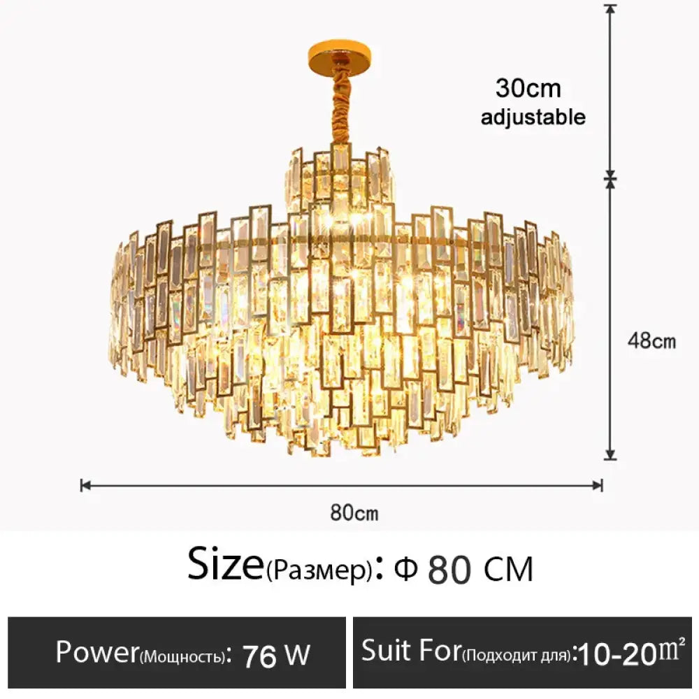 Luxury Golden Crystal LED Ceiling Lamp - Modern Round Ceiling Chandelier for Dining and Living Rooms - DecorGlobe