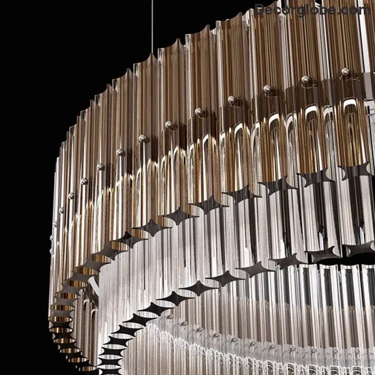 Luxury LED Chandelier for Living Room - Modern Round Glass Hanging Lamp in Gold - DecorGlobe