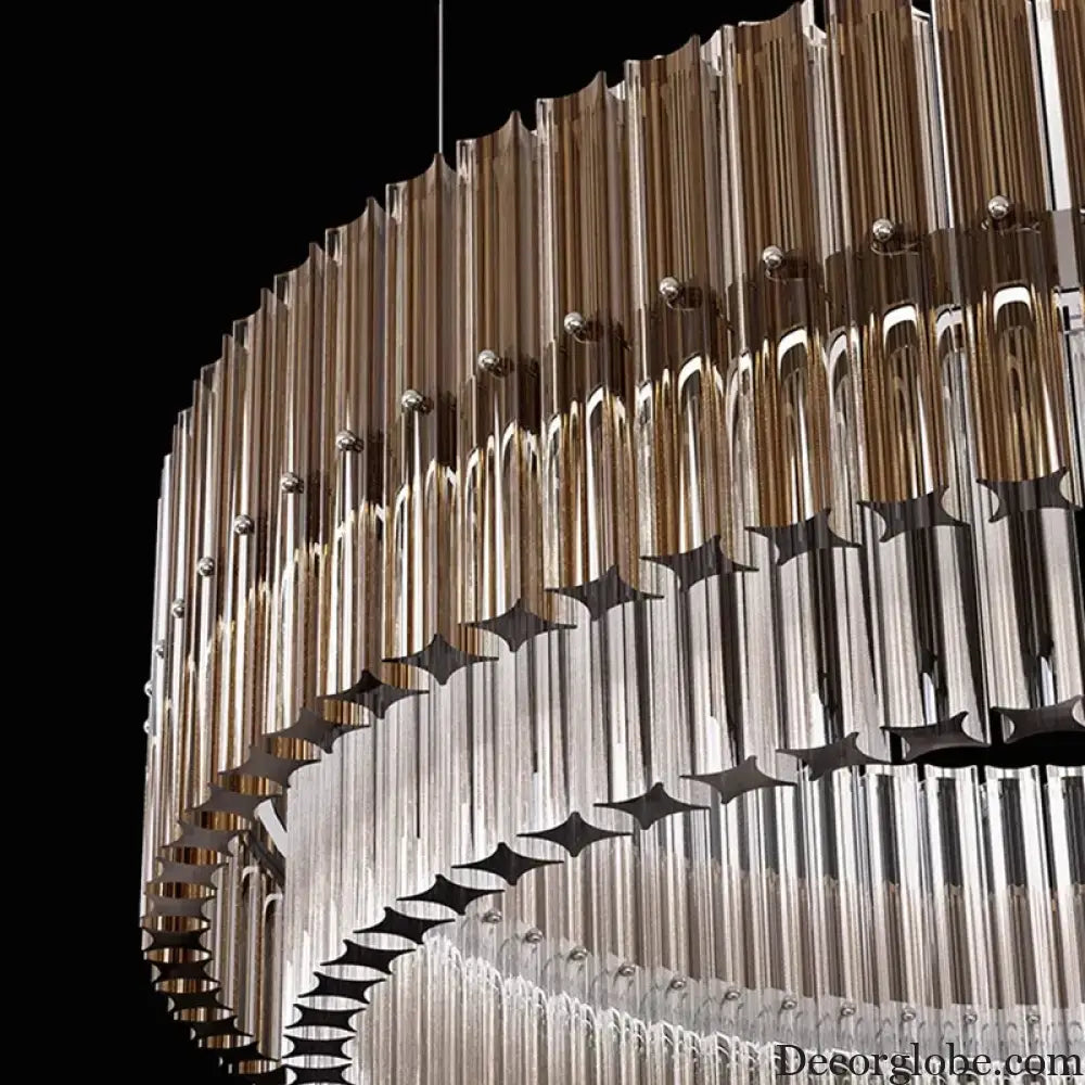 Luxury LED Chandelier for Living Room - Modern Round Glass Hanging Lamp in Gold - DecorGlobe