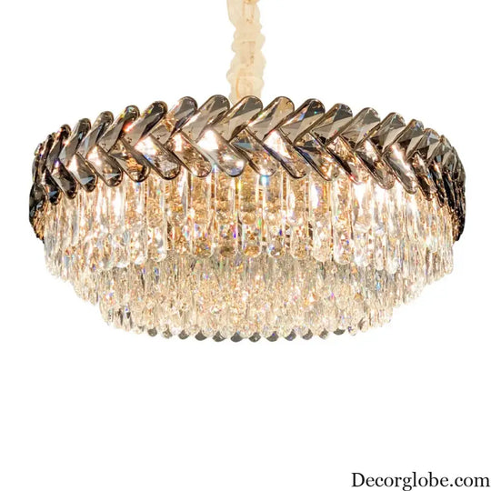 Luxury Living Room Crystal Chandelier - Elegance in Round Gold Design with LED Illumination - DecorGlobe