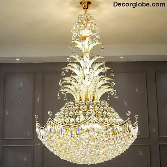 Lydia Villa Crystal Chandelier with LED Chain Pendant Modern Staircase Light Chandelier