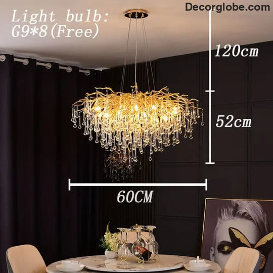 Maison - Modern Luxury Crystal  Water Drop Pendant Light, Perfect for Living Rooms, Bedrooms, Hotels, Villas, and Indoor Decor - DecorGlobe