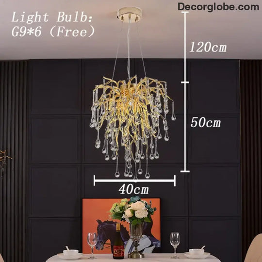 Maison - Modern Luxury Crystal  Water Drop Pendant Light, Perfect for Living Rooms, Bedrooms, Hotels, Villas, and Indoor Decor - DecorGlobe