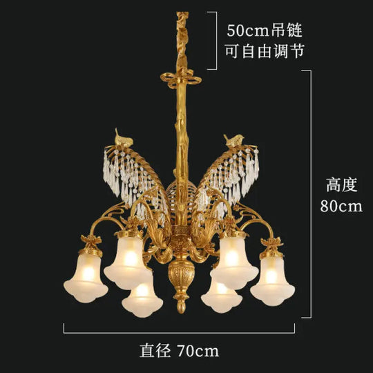 European-style copper Villa duplex building chandelier luxury French dewaxing copper lamp hotel engineering crystal