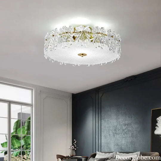 Modern Minimalist Luxury Crystal Glass Maple Leaf Ceiling Lamp Chandelier Living Room Decoration Bedroom Led Indoor