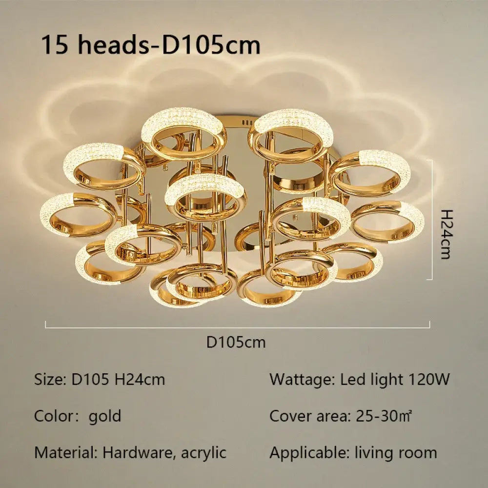 Modern Minimalist Circle Ring Led Ceiling Lamp Light Luxury Acrylic Living Room Lights Lighting Bedroom Lamps Luster