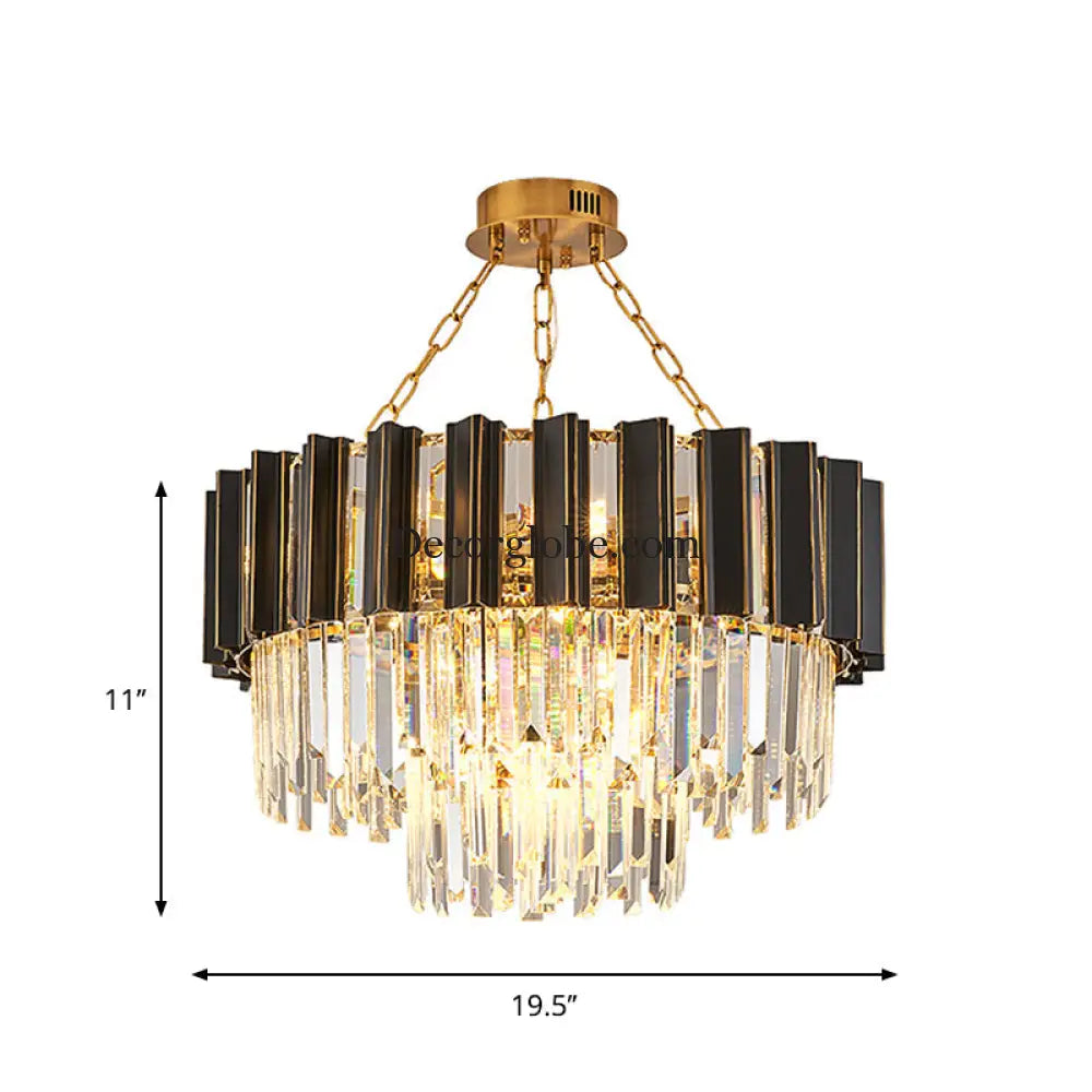 Maria Enchanting Ensemble: Modern Black Chandelier with Crystal Prisms - DecorGlobe