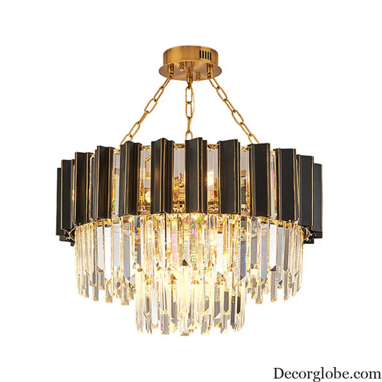 Maria Enchanting Ensemble: Modern Black Chandelier with Crystal Prisms - DecorGlobe