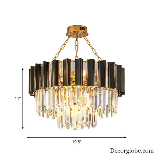 Maria Enchanting Ensemble: Modern Black Chandelier with Crystal Prisms - DecorGlobe