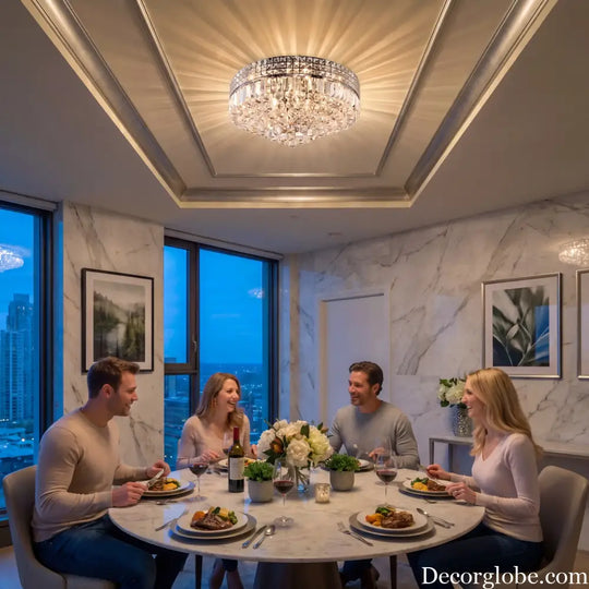 Modern Hallway Crystal Ceiling Light 16.5 Inch Dimmable Flush Mount Round Crystal Ceiling Light for bedroom/hall/living