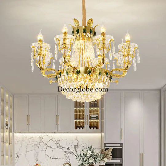 European Crystal Branch Chandelier for Villa Duplex