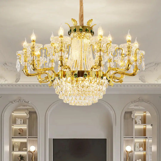 European Crystal Branch Chandelier for Villa Duplex