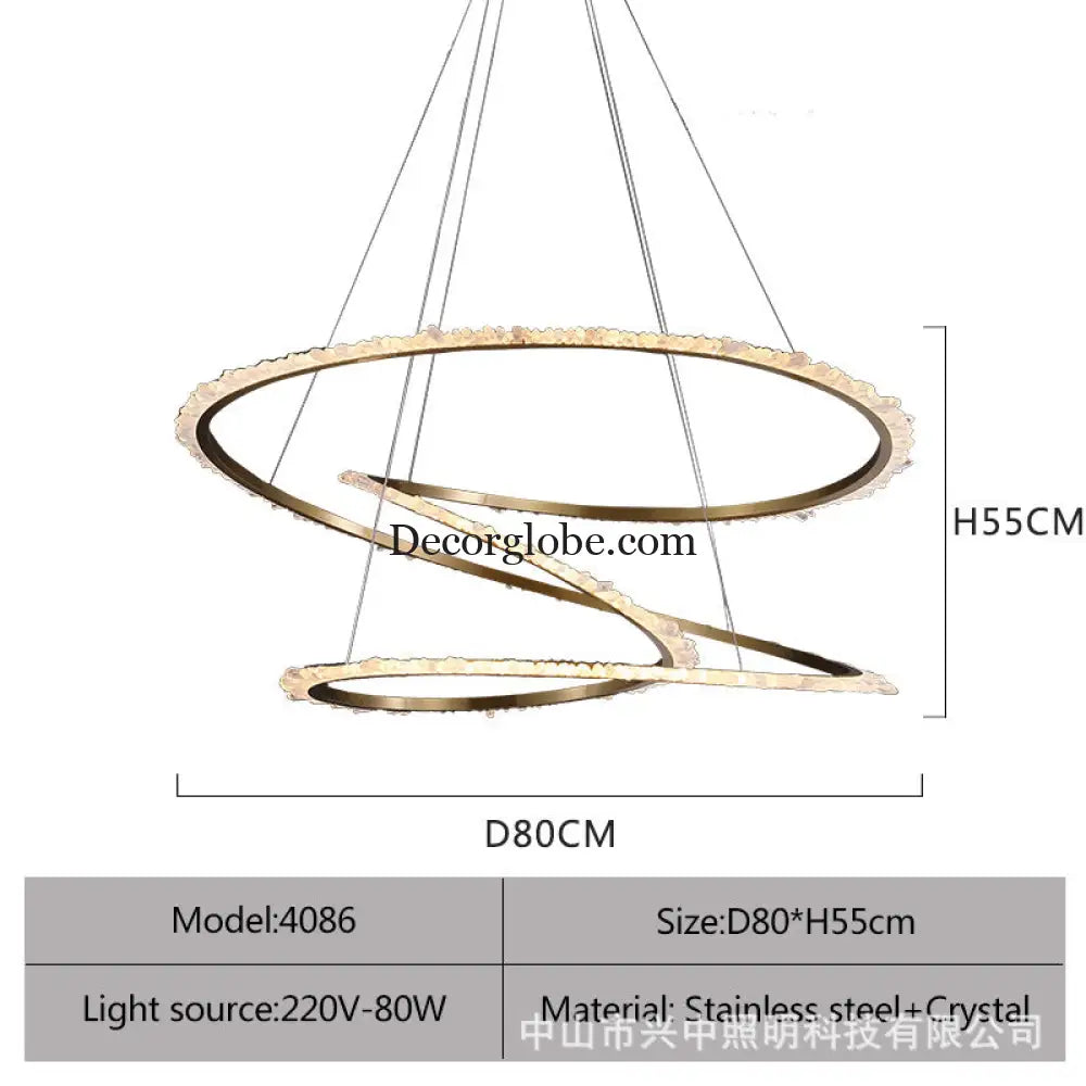 Maya Post-Modern Three Ring Crystal Chandelier D80 H55 Three Rings Chandelier