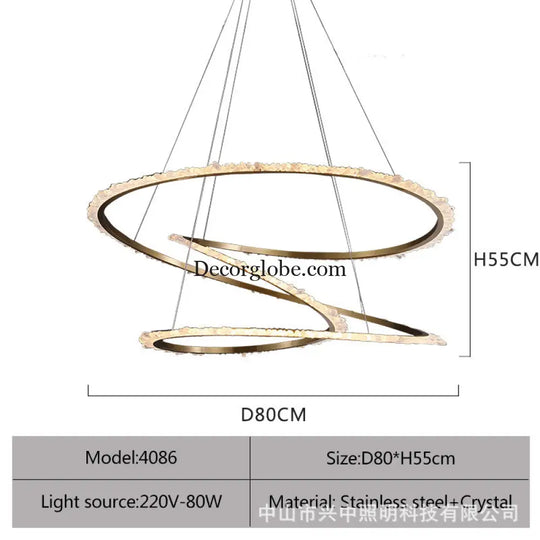 Maya Post-Modern Three Ring Crystal Chandelier D80 H55 Three Rings Chandelier